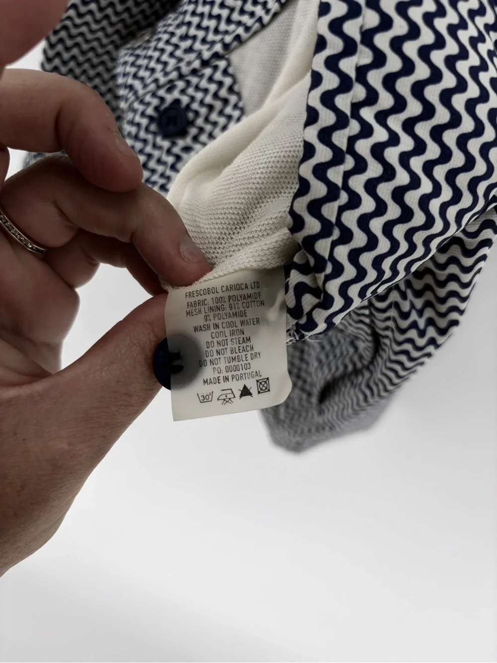 Frescobol Carioca Navy Chevron Pattern Shorts 36 “Long” 8” Inseam